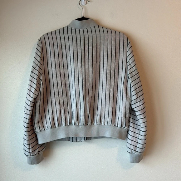 Patrizia Luca Milano Bomber Jacket Zip Up Grey Striped Long Sleeve Size S - Picture 6 of 12